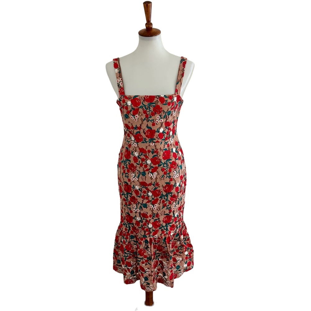 Lovers + Friends Under the Stars Midi Dress Floral Red Size Small